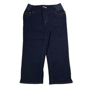 Woman Within 12W Petite Denim Capri‎ Jeans Pull On Dark Wash